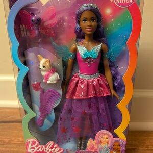 Barbie -  A Touch of Magic -  Brooklyn Doll With Two Fairytale Pets - Black -NIB